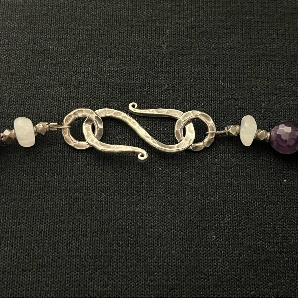 Large Chunky Genuine Turquoise Nugget, Amethyst, Moon Stone, 925 Necklace 24 in - Picture 5 of 8